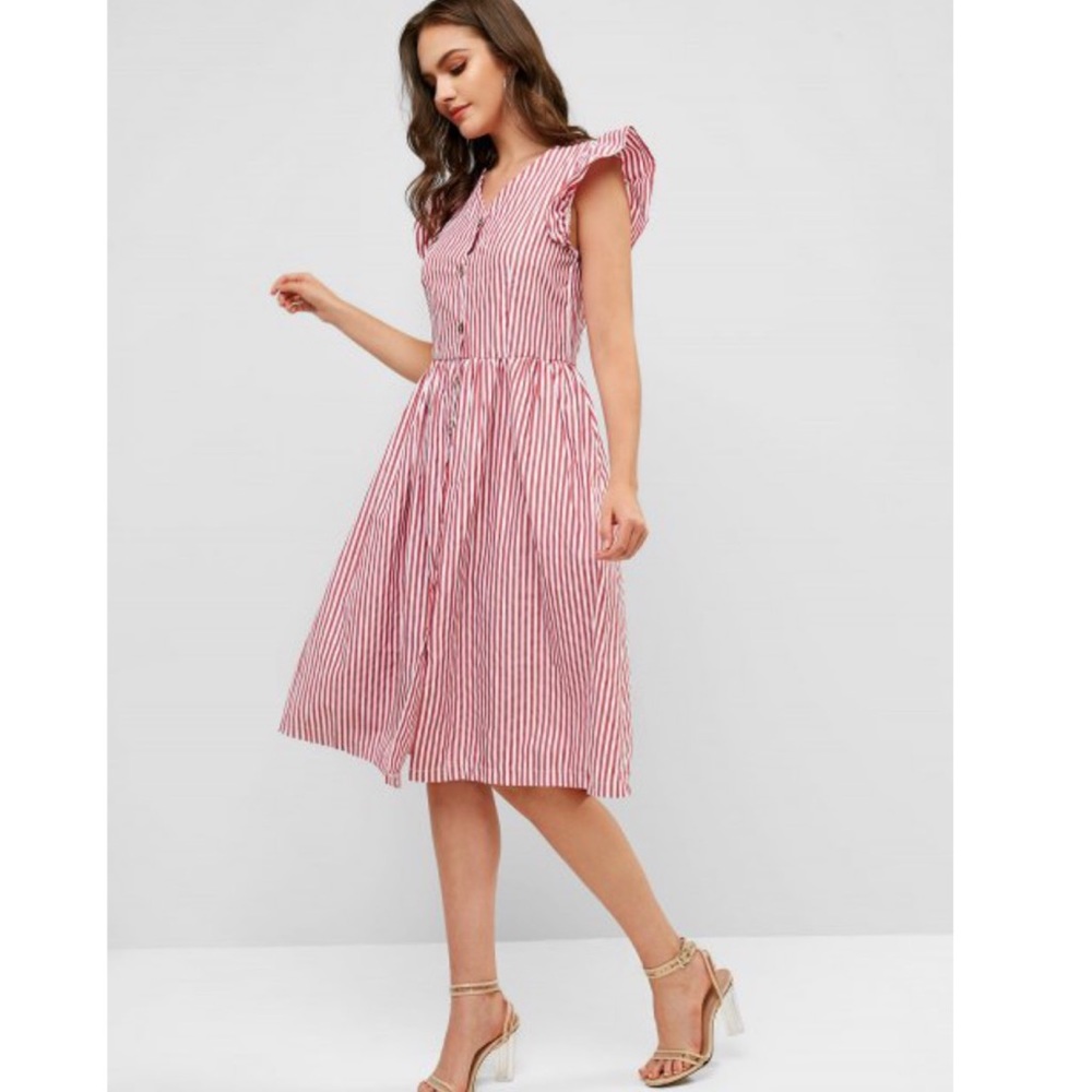 Striped button up dress